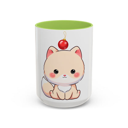 Kawaii Arctic Fox Christmas Mug – Cute Holiday Accent Mug
