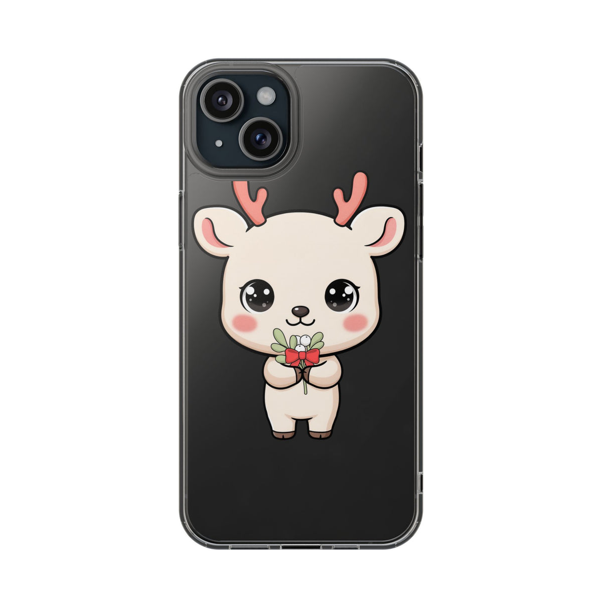 Kawaii Christmas Reindeer Clear Phone Case Gift