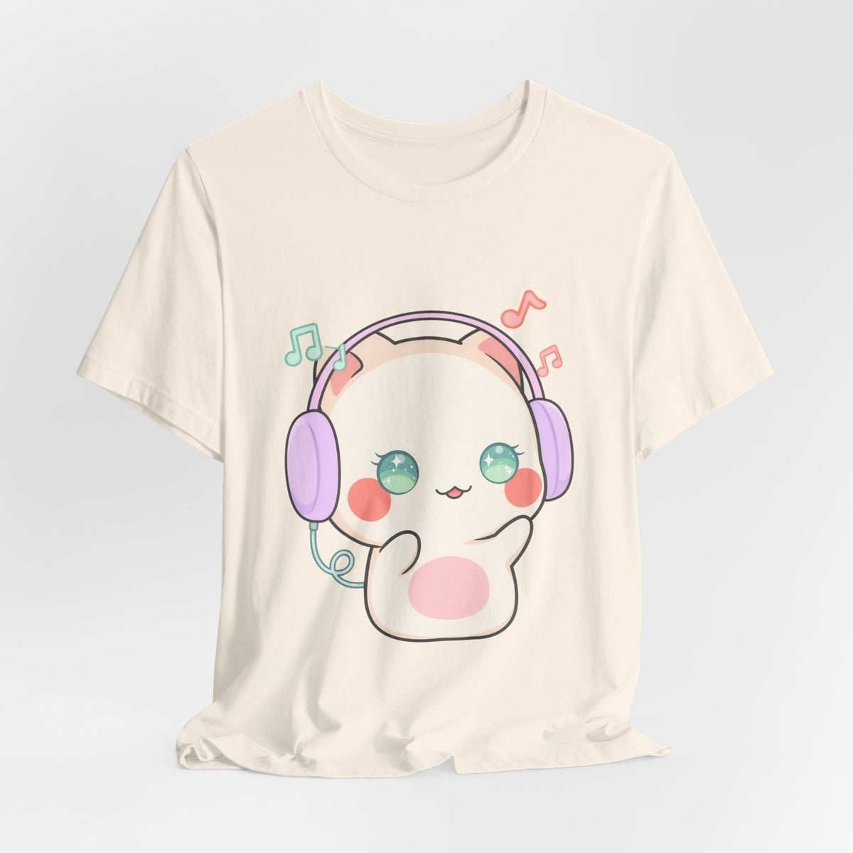 Kawaii Cat Music Lover T-Shirt, Cute Headphone Kitty Tee