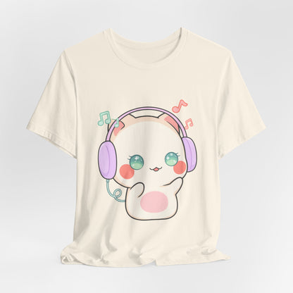 Kawaii Cat Music Lover T-Shirt, Cute Headphone Kitty Tee