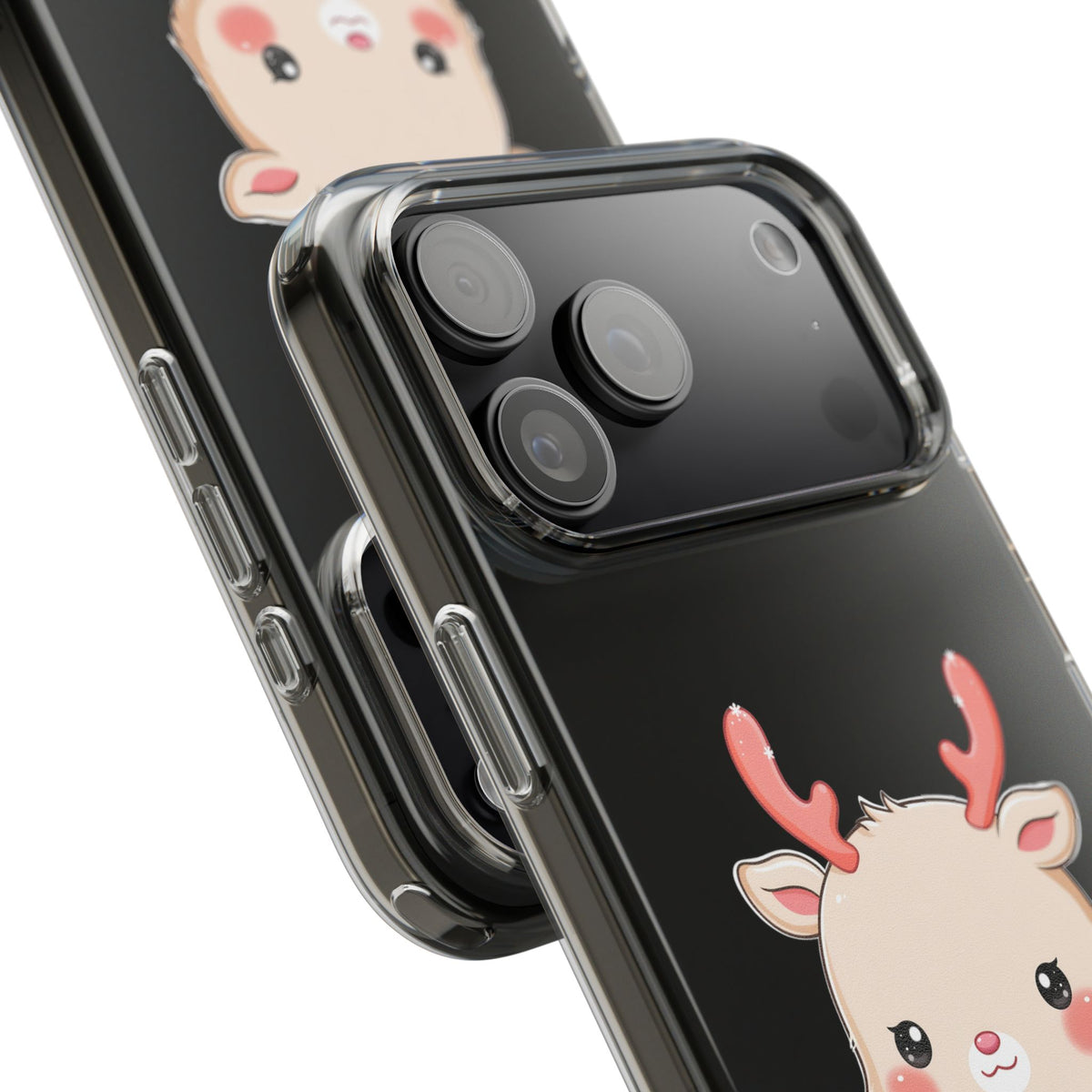 Kawaii Reindeer Clear Impact-Resistant Phone Case
