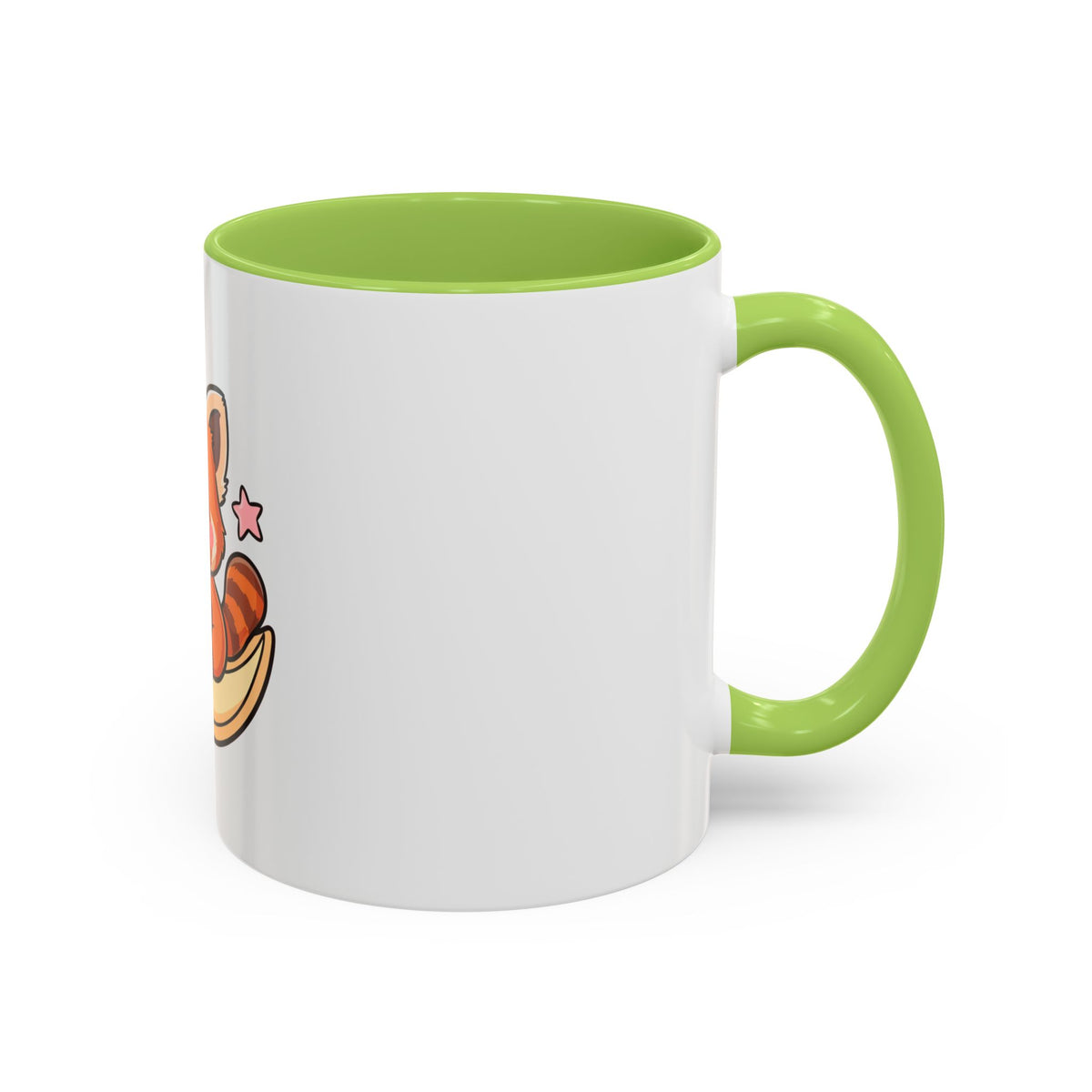 Red Panda Accent Coffee Mug, Kawaii Crescent Moon