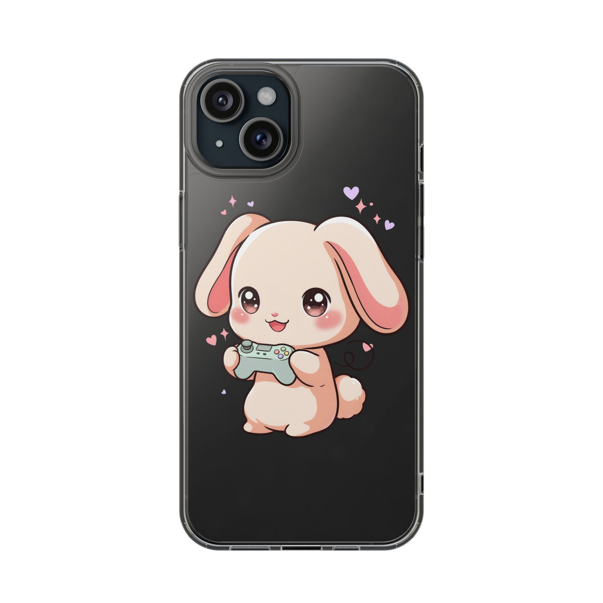 Kawaii Bunny Gamer Clear Impact-Resistant Phone Case