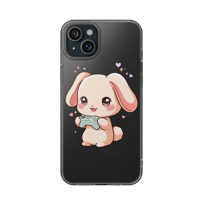 Kawaii Bunny Gamer Clear Impact-Resistant Phone Case