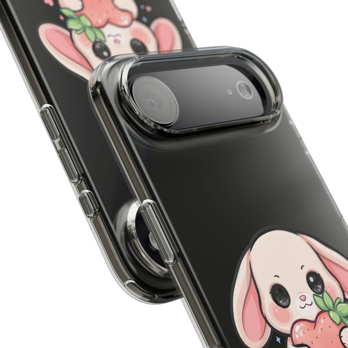 Kawaii Bunny Strawberry Phone Case, Clear Impact-Resistant