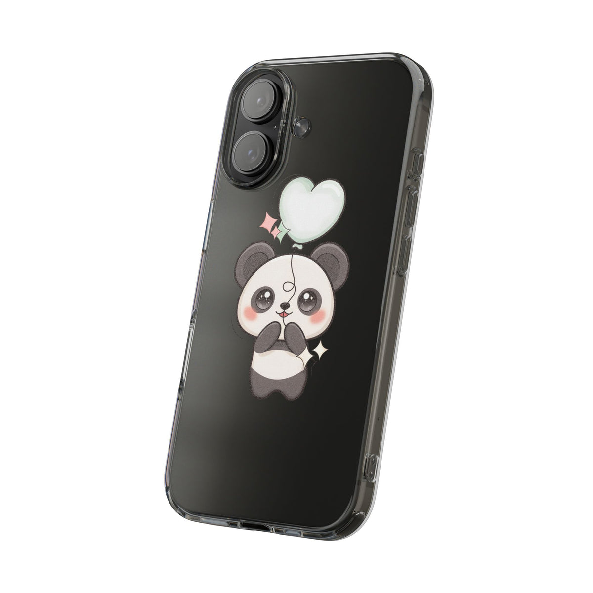 Kawaii Panda Clear Phone Case with Balloon
