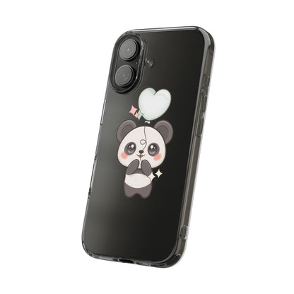 Kawaii Panda Clear Phone Case with Balloon