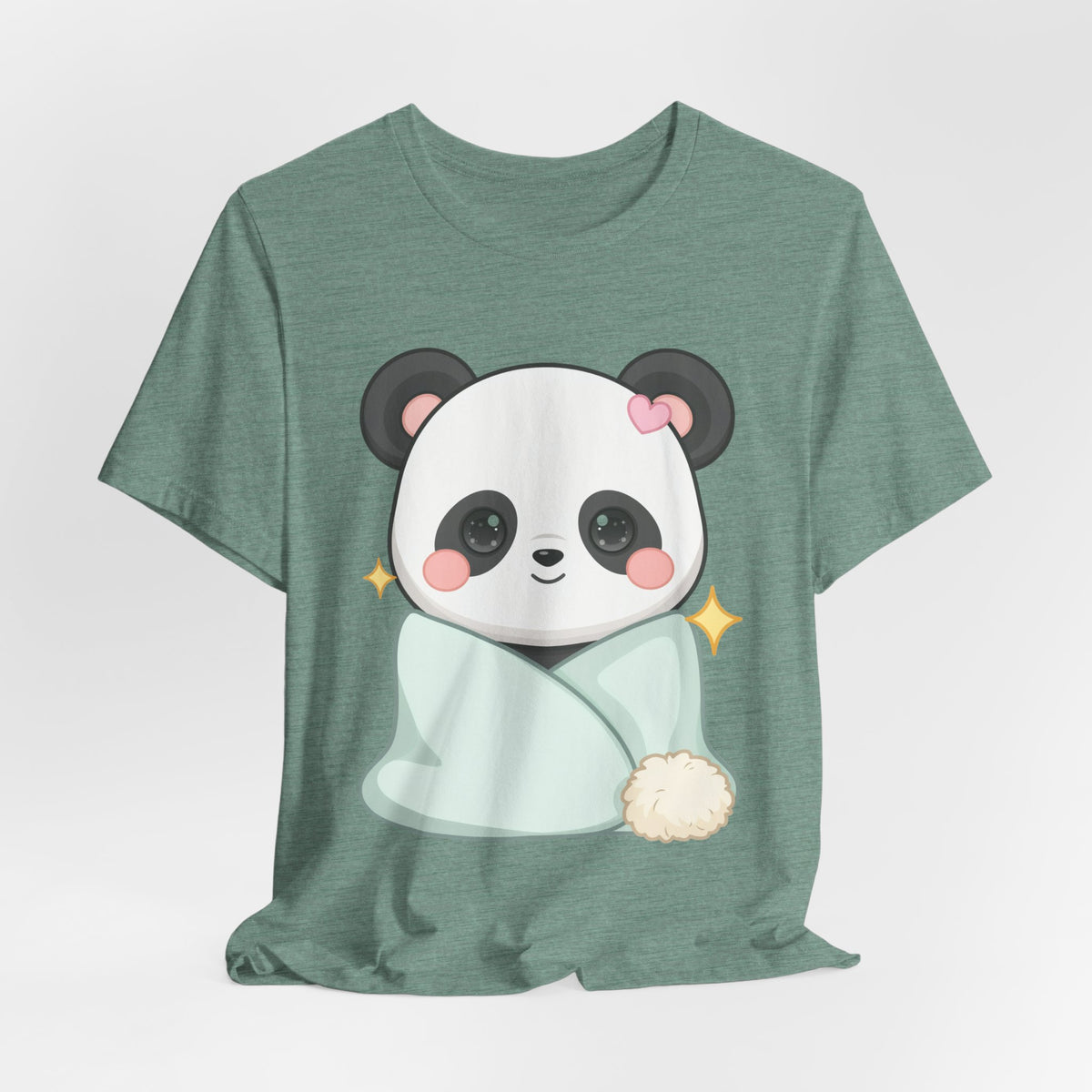 Kawaii Panda T-Shirt, Cozy Blanket Chibi Animal Tee