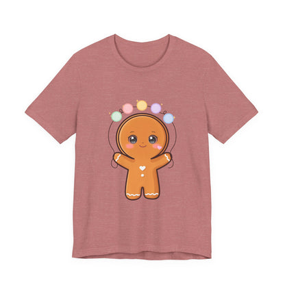 Kawaii Gingerbread Man Christmas T-Shirt, Cute Holiday Tee