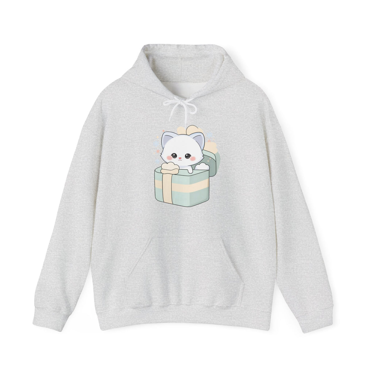 Kawaii Arctic Fox Hoodie, Cute Gift Box Sweatshirt