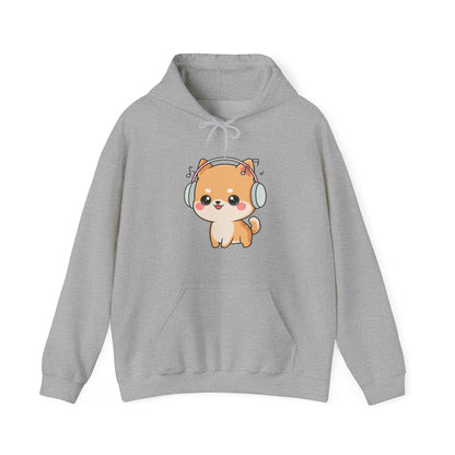 Kawaii Shiba Inu Hoodie for Cozy Music Lovers