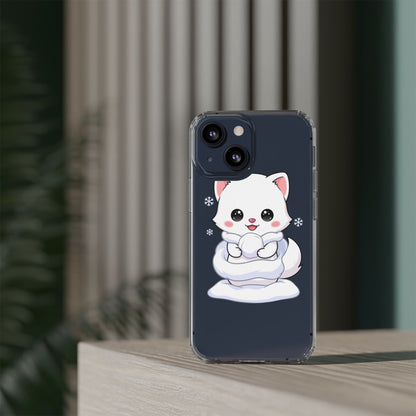 Kawaii Arctic Fox Phone Case, Cute Snow Day Gift
