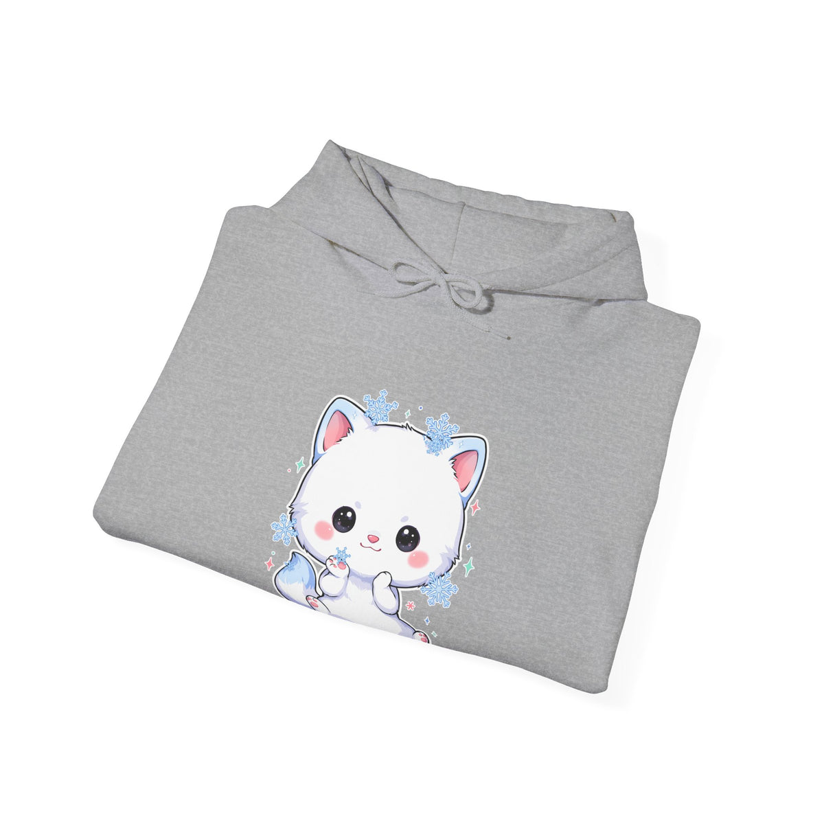 Kawaii Arctic Fox Hoodie, Cute Snowflake Fox Sweatshirt