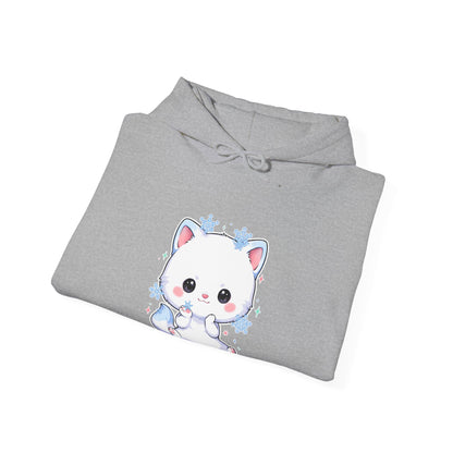 Kawaii Arctic Fox Hoodie, Cute Snowflake Fox Sweatshirt