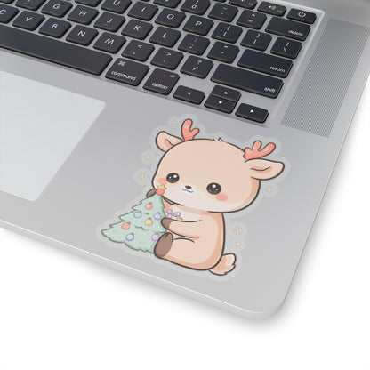 Kawaii Christmas Reindeer Kiss-Cut Sticker