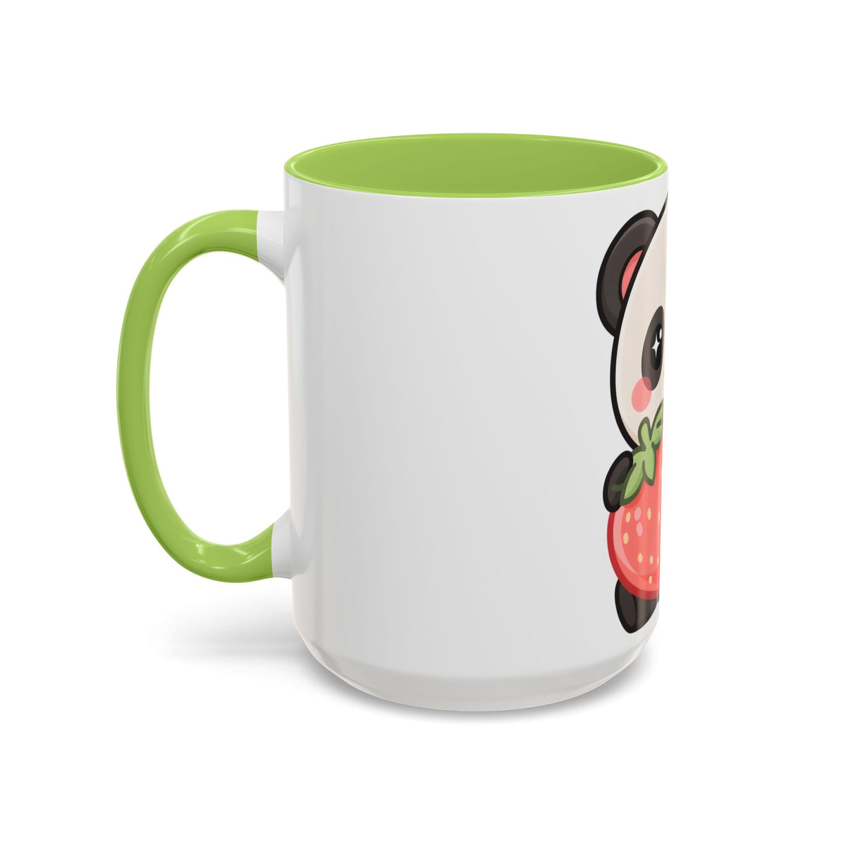 Kawaii Panda Accent Coffee Mug, Strawberry Lover Gift