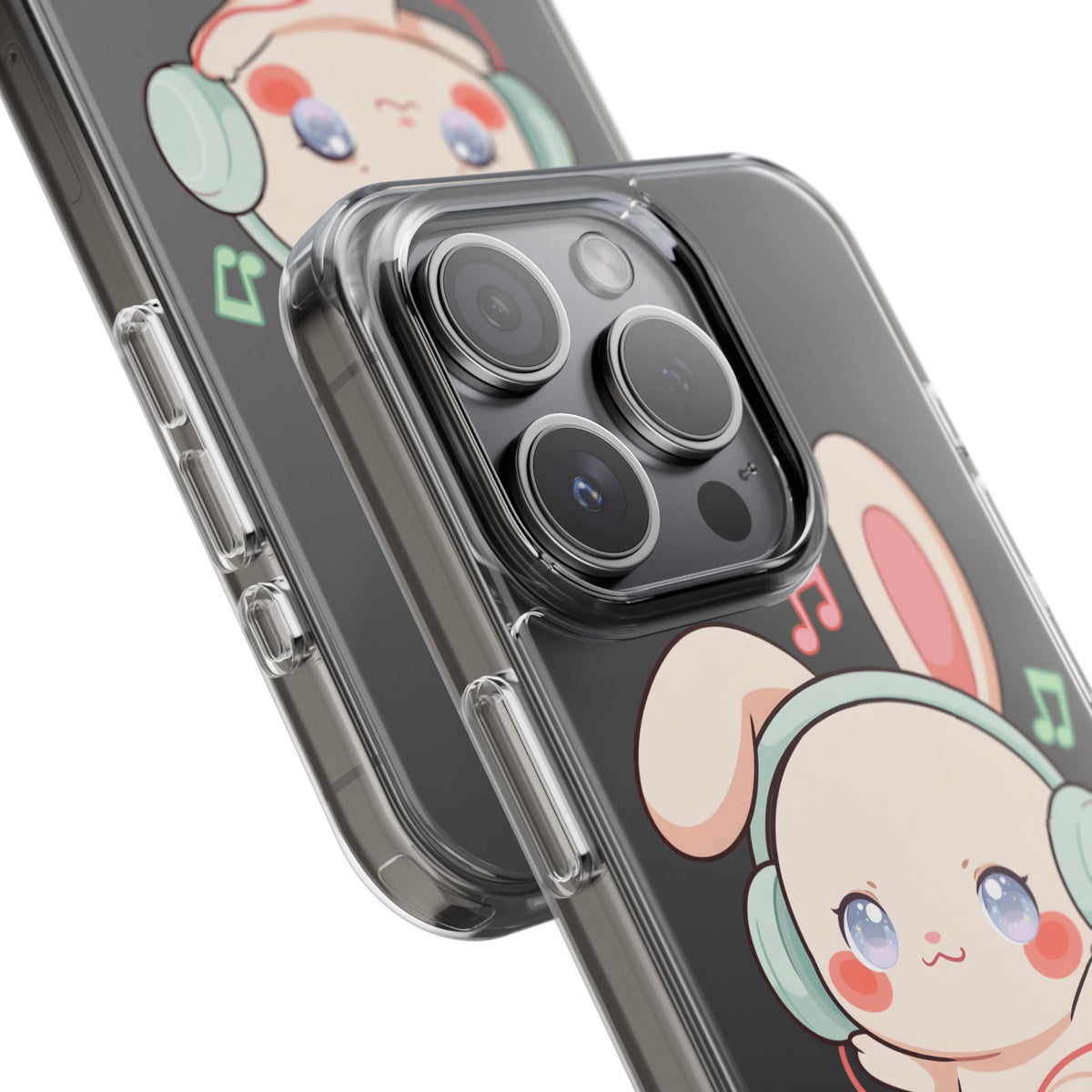 Kawaii Bunny Phone Case, Cute Music Lover Gift