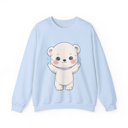 Kawaii Polar Bear Sweatshirt, Cute Snowflake Crewneck
