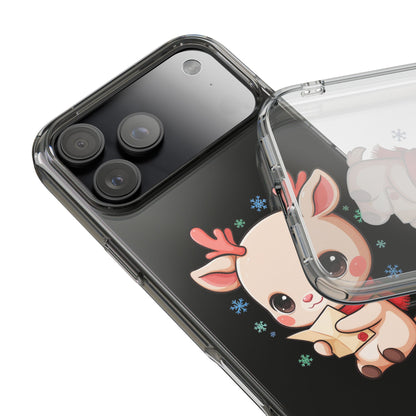 Christmas Reindeer Clear Impact-Resistant Phone Case