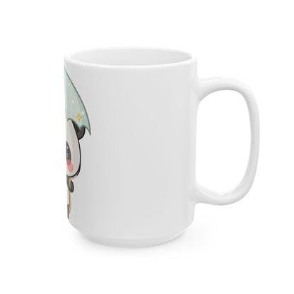 Kawaii Panda Mug with Umbrella | Cute Ceramic Coffee Mug