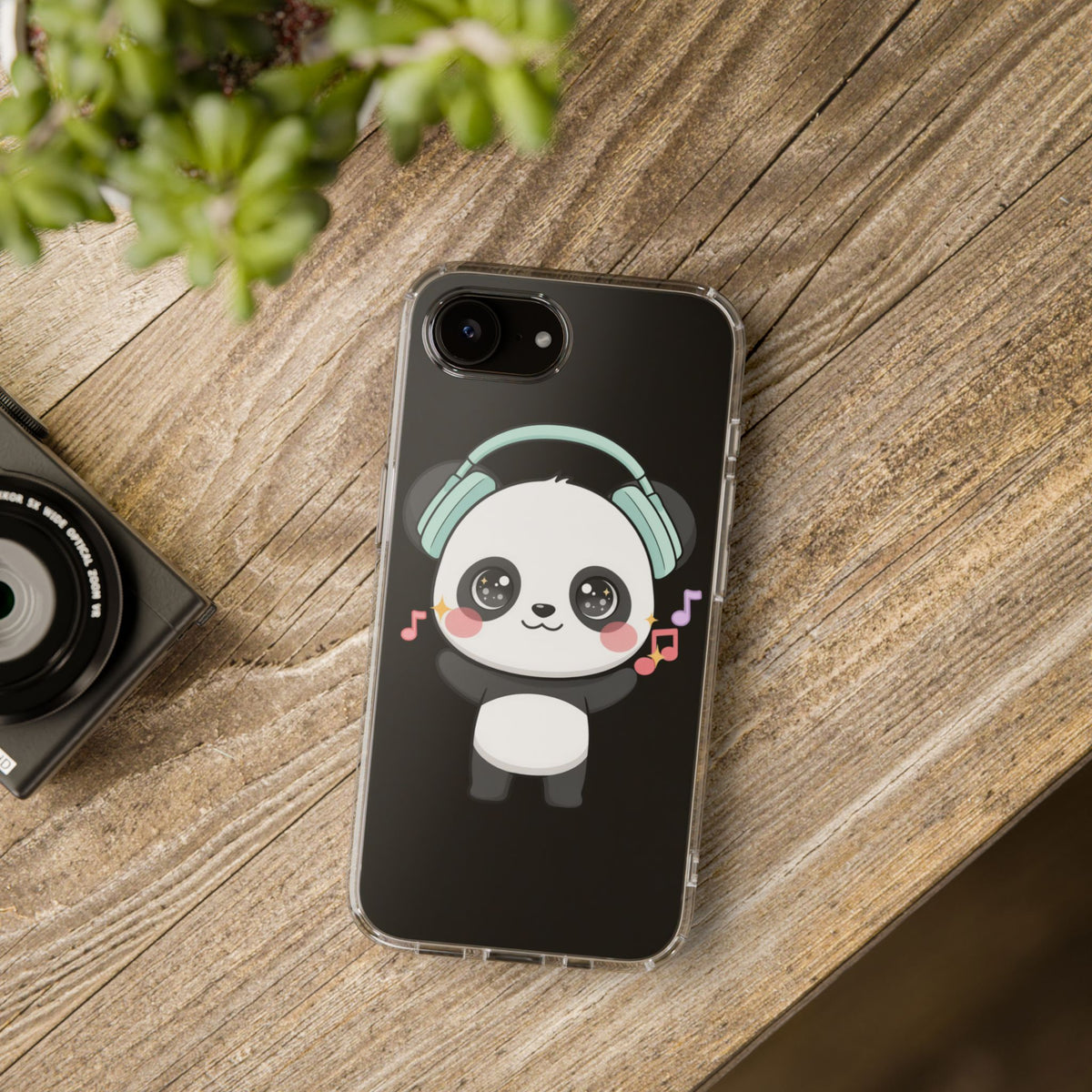 Kawaii Panda Phone Case with Headphones