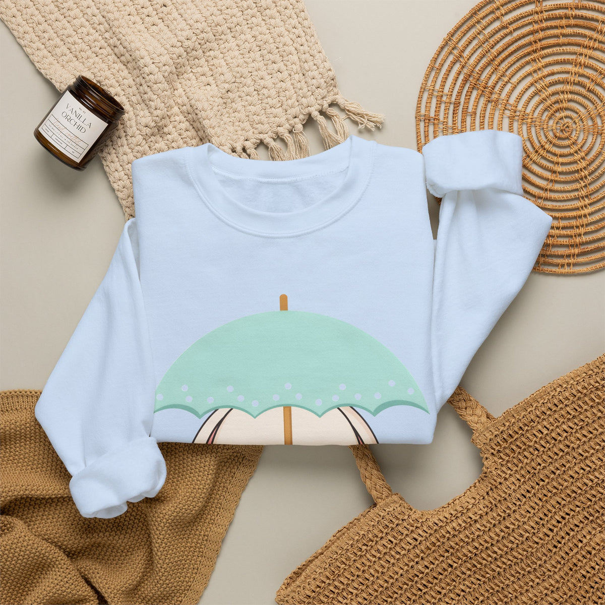 Kawaii Bunny Sweatshirt with Umbrella | Cute Chibi Gift