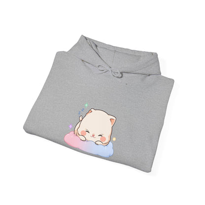 Kawaii Sleeping Cat Hoodie, Cozy Cloud Cat Sweatshirt