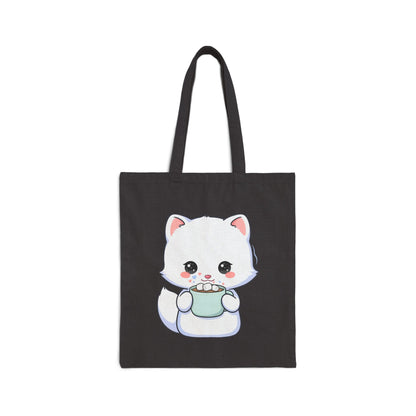 Kawaii Arctic Fox Tote Bag for Cozy Cocoa Lovers