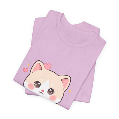 Kawaii Reading Cat T-Shirt for Book Lovers