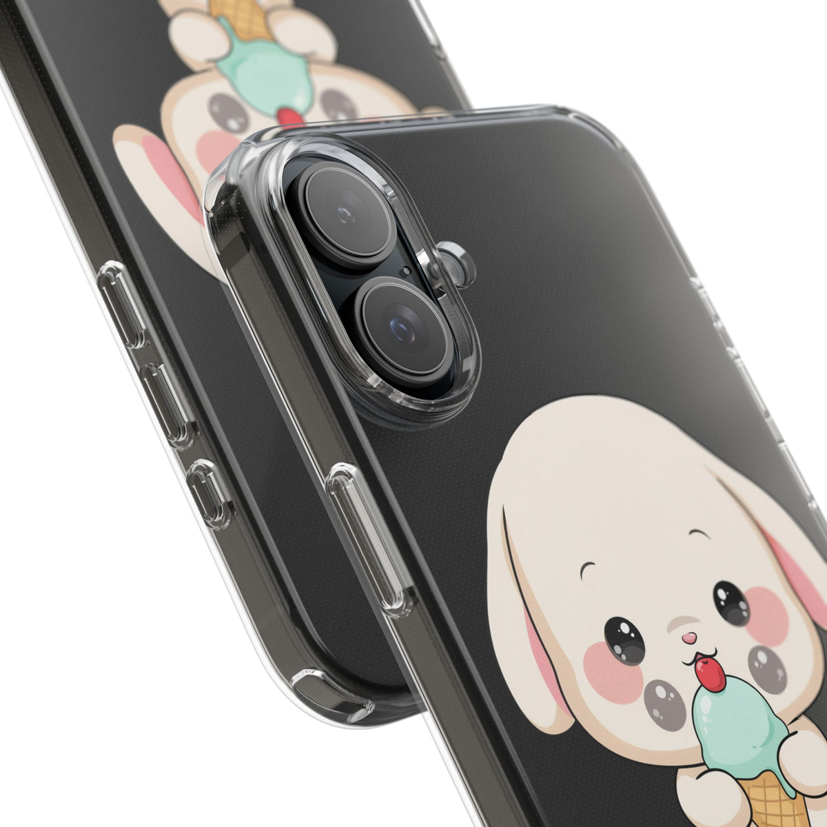 Kawaii Bunny Phone Case, Ice Cream Cutie Clear Case