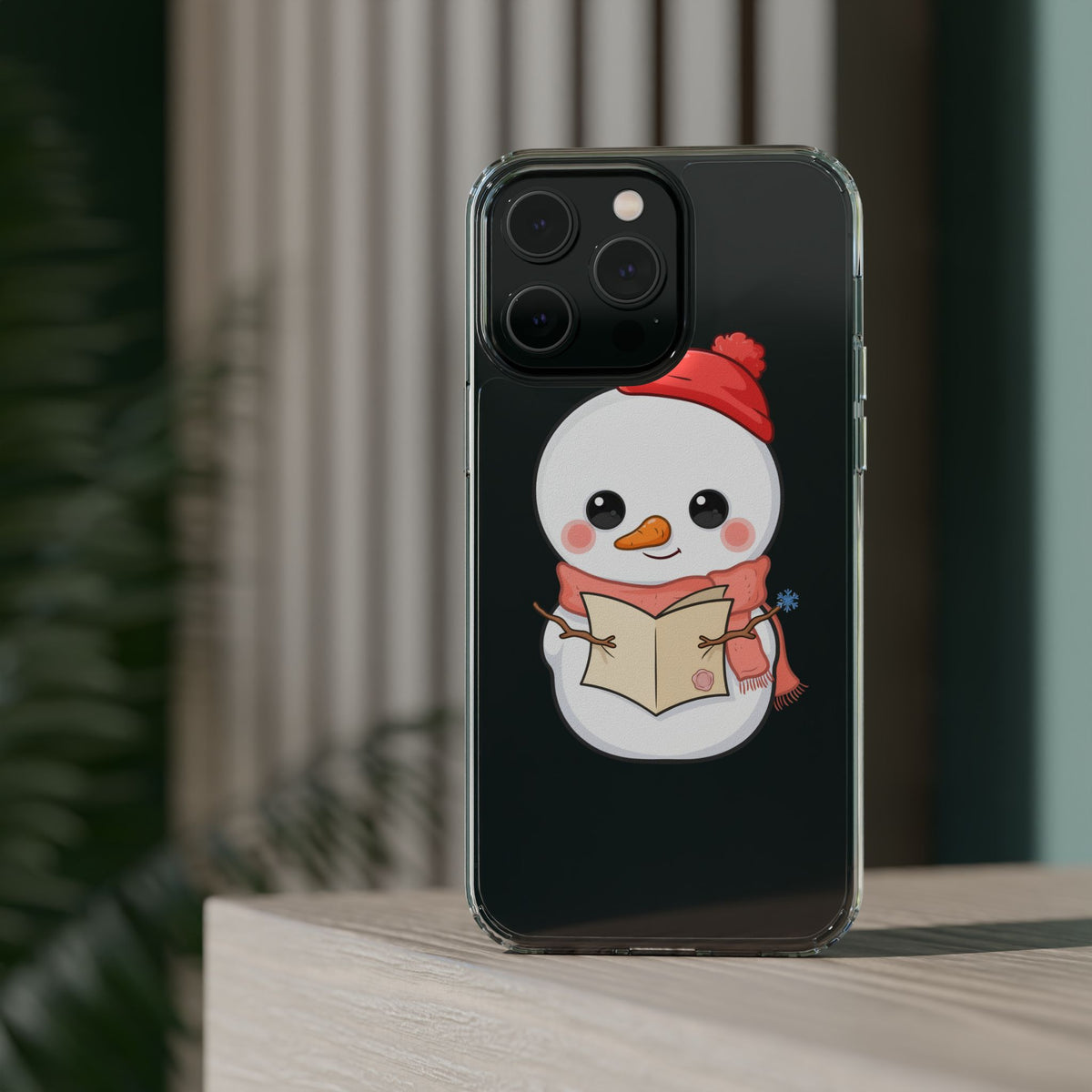 Kawaii Snowman Phone Case Reading to Santa