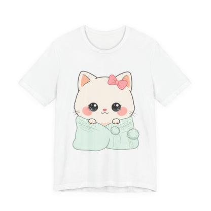 Kawaii Cat T-Shirt, Cozy Blanket Kitty for Cat Lovers