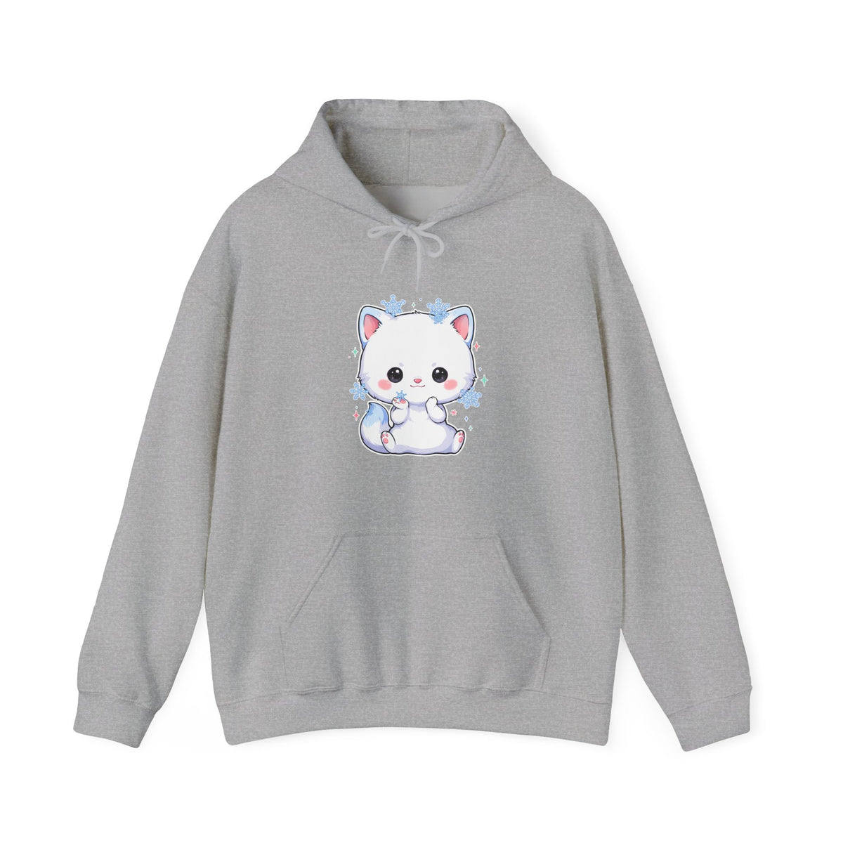 Kawaii Arctic Fox Hoodie, Cute Snowflake Fox Sweatshirt