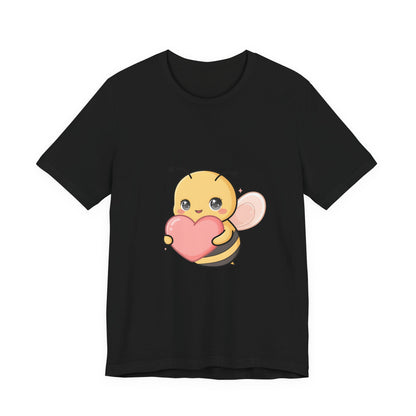 Kawaii Bee T-Shirt: Sweet Heart-Loving Unisex Tee