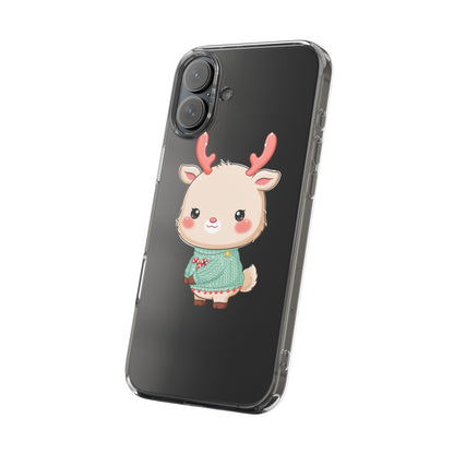 Kawaii Reindeer Clear Impact-Resistant Phone Case