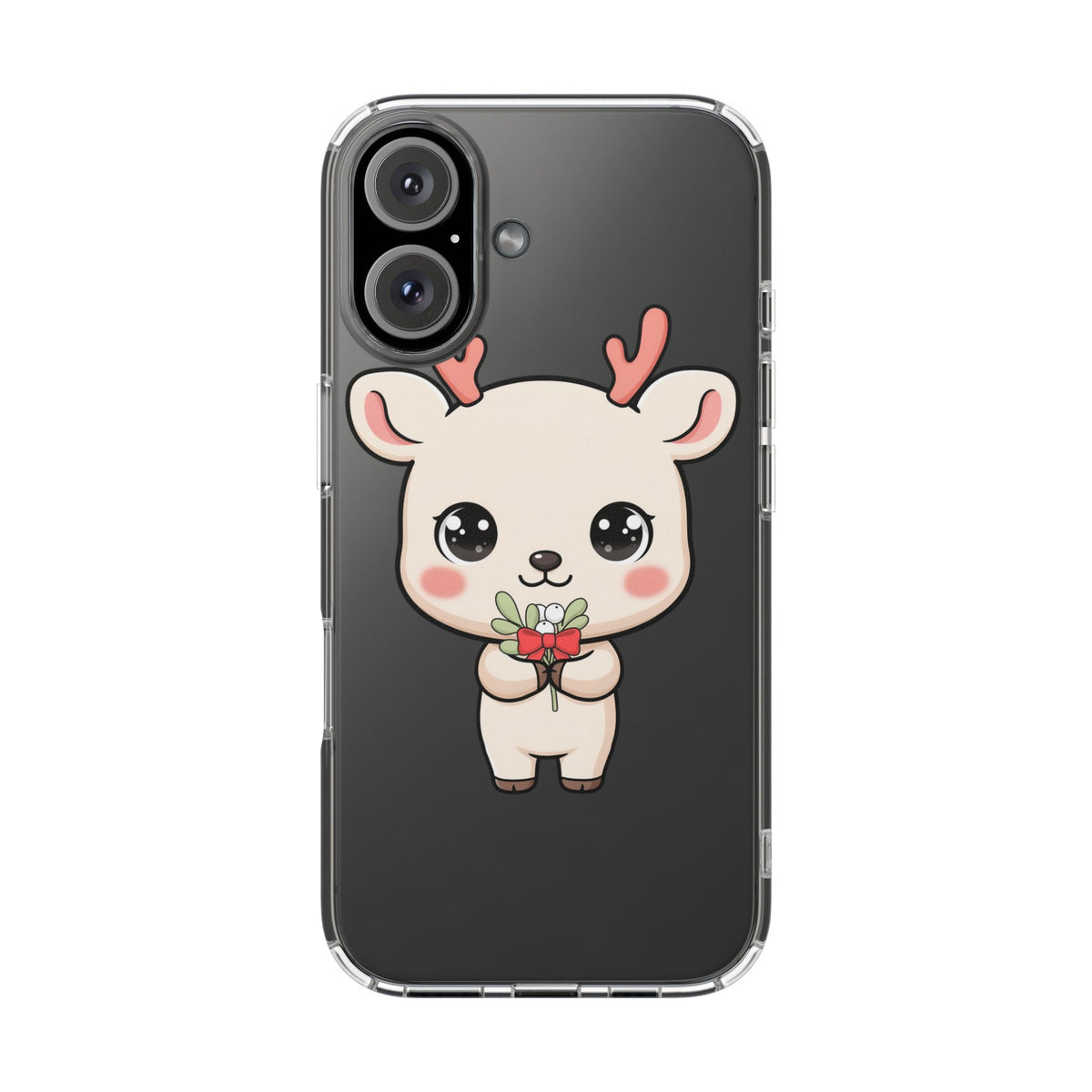 Kawaii Christmas Reindeer Clear Phone Case Gift