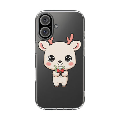 Kawaii Christmas Reindeer Clear Phone Case Gift