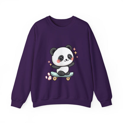 Kawaii Panda Skateboard Sweatshirt, Cute Chibi Panda
