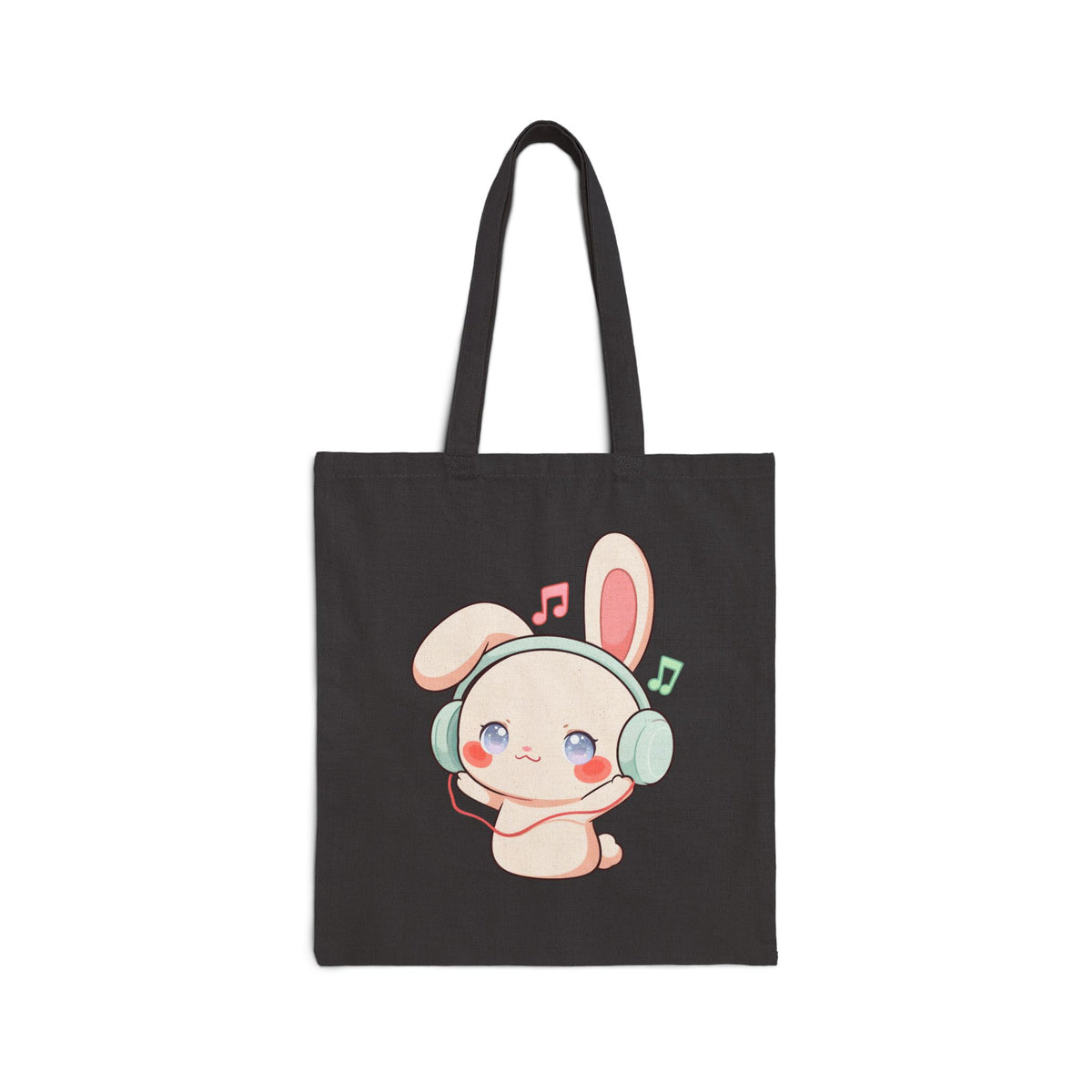 Kawaii Music Bunny Cotton Canvas Tote Bag