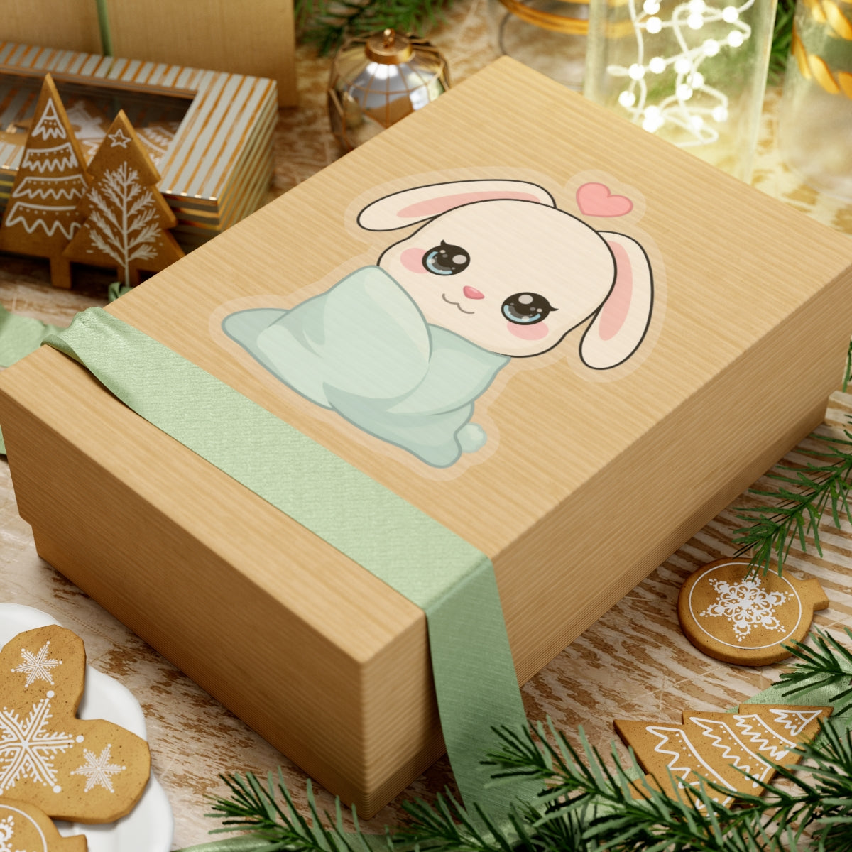 Cozy Bunny Sticker, Kawaii Blanket Buddy