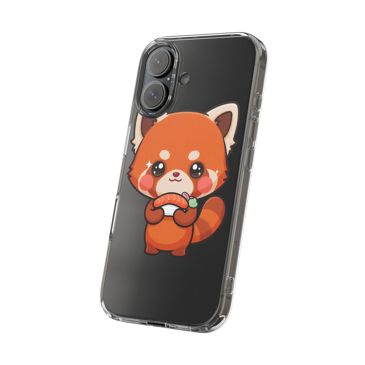 Red Panda Sushi Phone Case, Cute Kawaii Clear Case