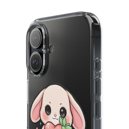 Kawaii Bunny Strawberry Phone Case, Clear Impact-Resistant
