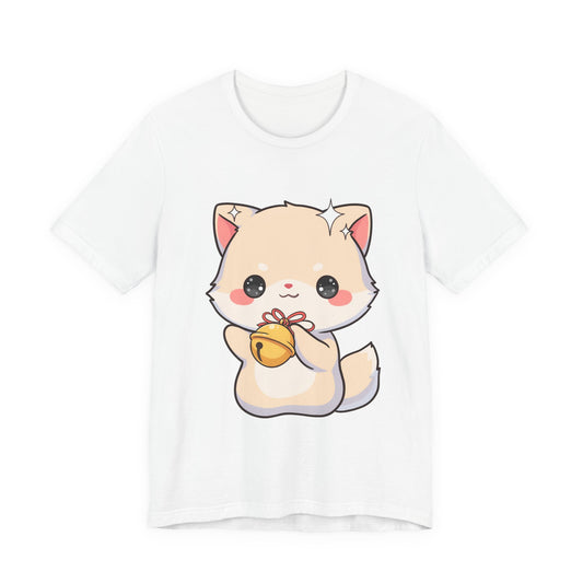 Kawaii Arctic Fox T-Shirt, Cute Jingle Bell Animal Tee
