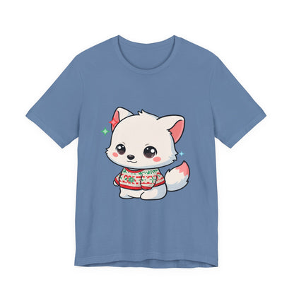 Kawaii Arctic Fox Christmas T-Shirt for Cute Holiday Fans