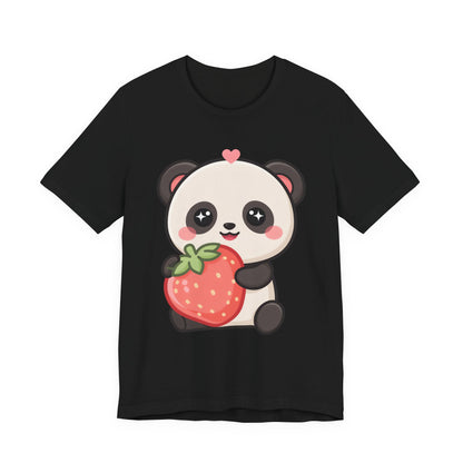 Kawaii Panda Strawberry T-Shirt – Sweet Chibi Animal Tee