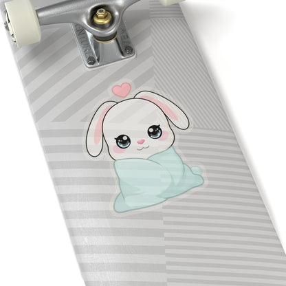 Cozy Bunny Sticker, Kawaii Blanket Buddy