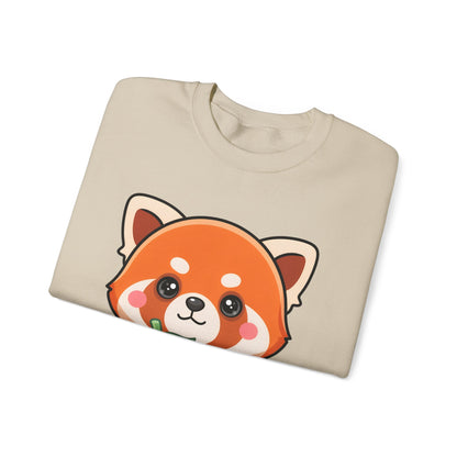 Kawaii Red Panda Sweatshirt, Cute Strawberry Hug Crewneck