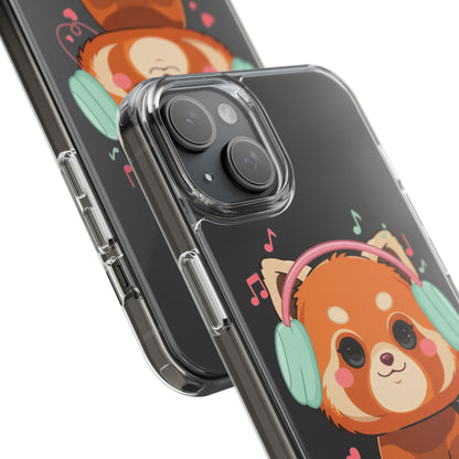 Red Panda Phone Case, Kawaii Music Lover Clear Case