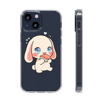 Kawaii Bunny Sushi Phone Case, Clear Impact-Resistant