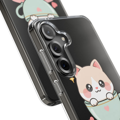 Kawaii Cat Phone Case, Cute Teacup Kitty Gift